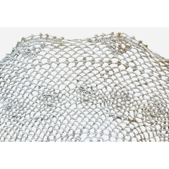 Handmade Round Crochet Tablecloth 56" Dia. Cotton & Ramie Blend Vintage - Picture 6 of 11